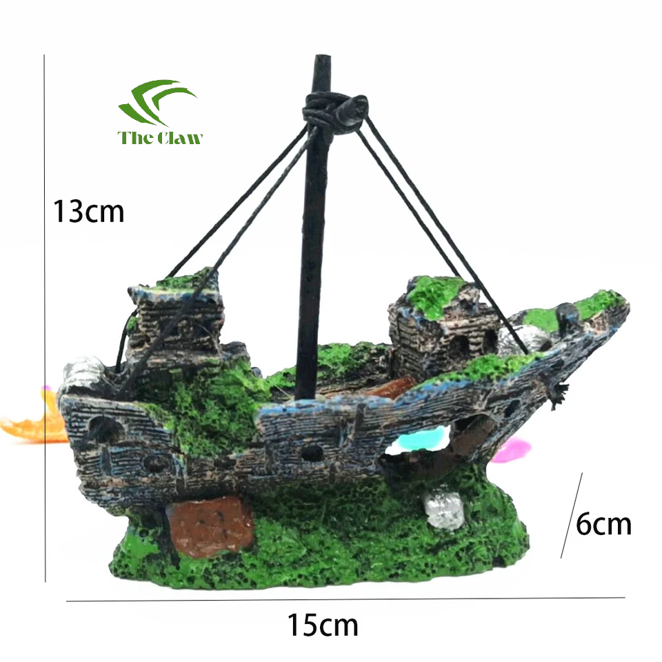 (The Claw) Hiasan Aquarium Fish kapal karam Tank Decoration Dekorasi Akuarium Ornamen Kapal Shipwrec