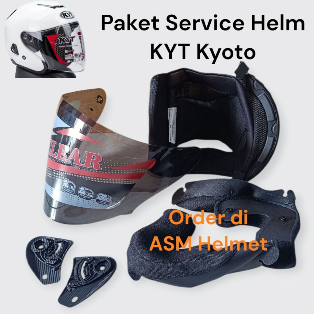 Paketan Flat Visor KYT Kyoto + Busa Spon daleman helm KYT Kyoto