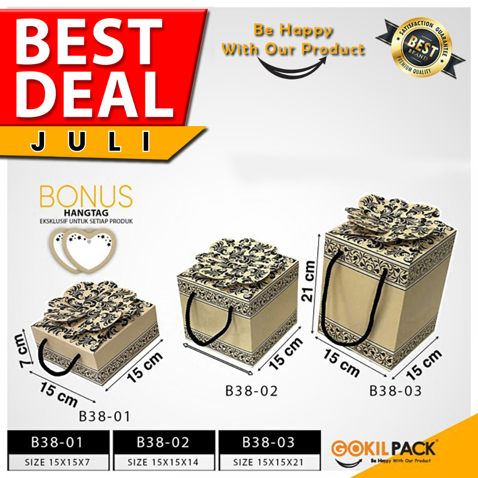 

GOKILPACK - Clover Box Flower Brown - Wadah Box toples 500 Gram Mewah - B38