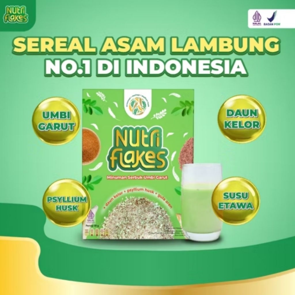 

(FREE GIFT) Nutriflakes Sereal Umbi Garut Asam Lambung Original 1 Box