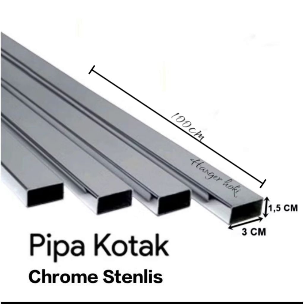 Pipa Hollow Kotak Panjang 100 cm Besi Galvanis
