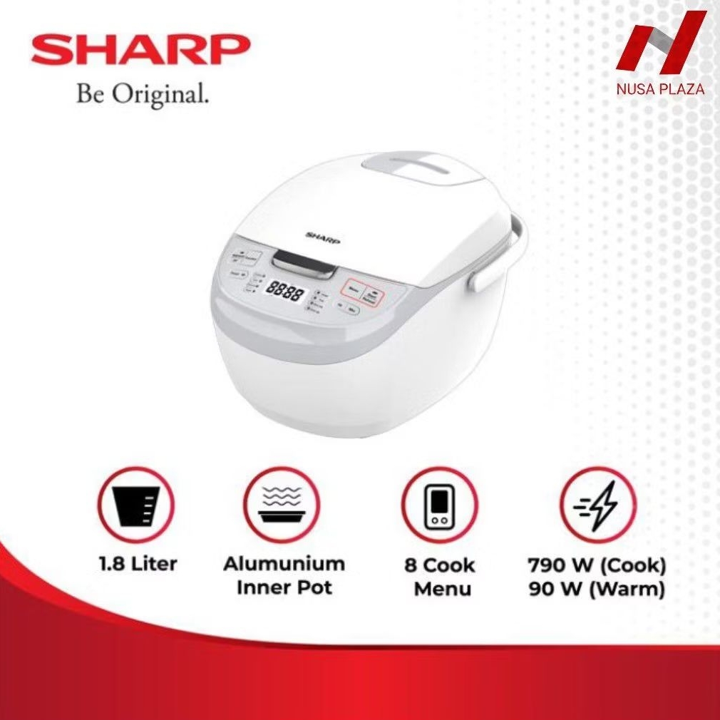 RICE COOKER SHARP DIGITAL 1.8 Liter KSDS18-WH 8 MENU / PENANAK NASI DIGITAL SHARP