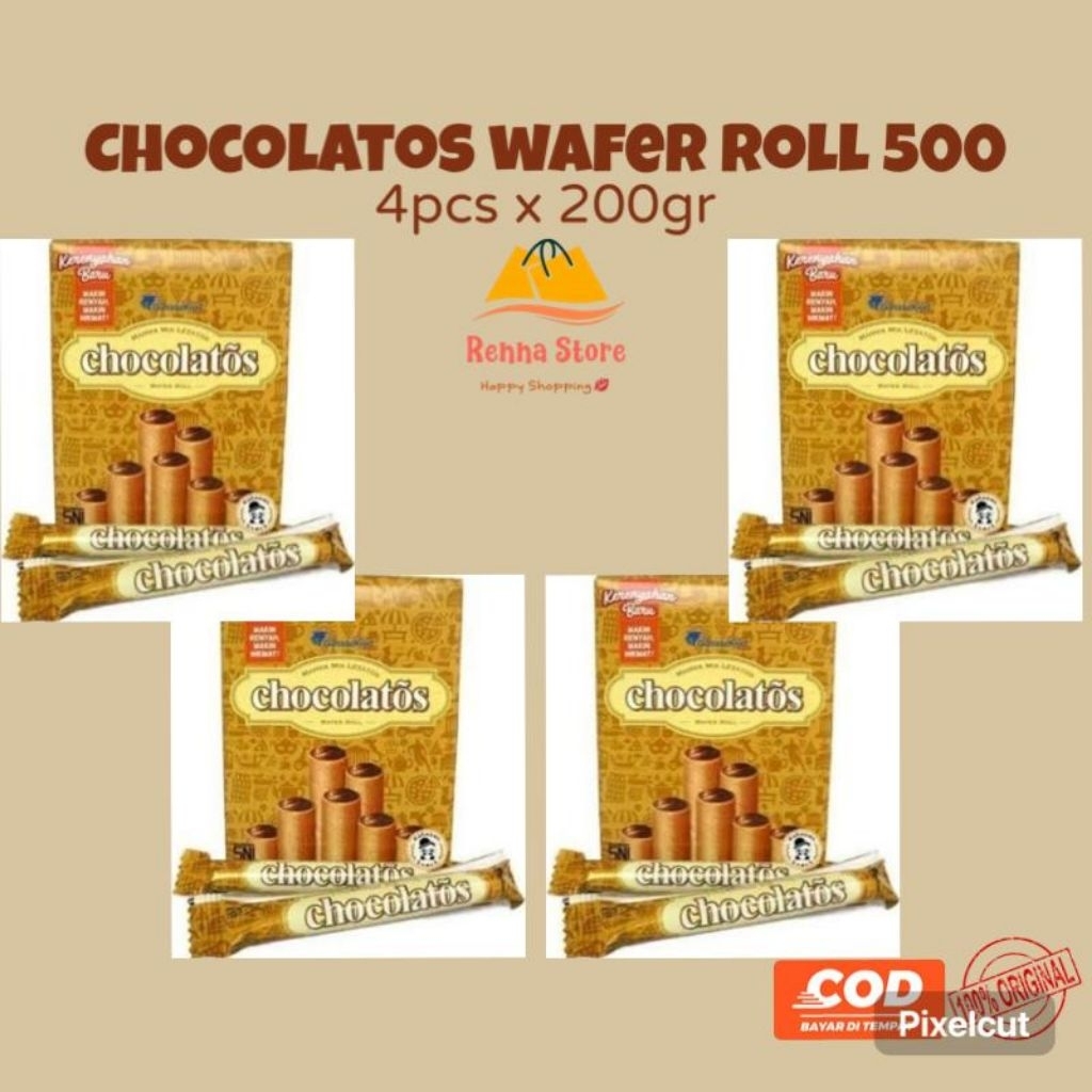 

Chocolatos Wafer Roll Coklat 500an (4box isi 24pcs) Chocolate