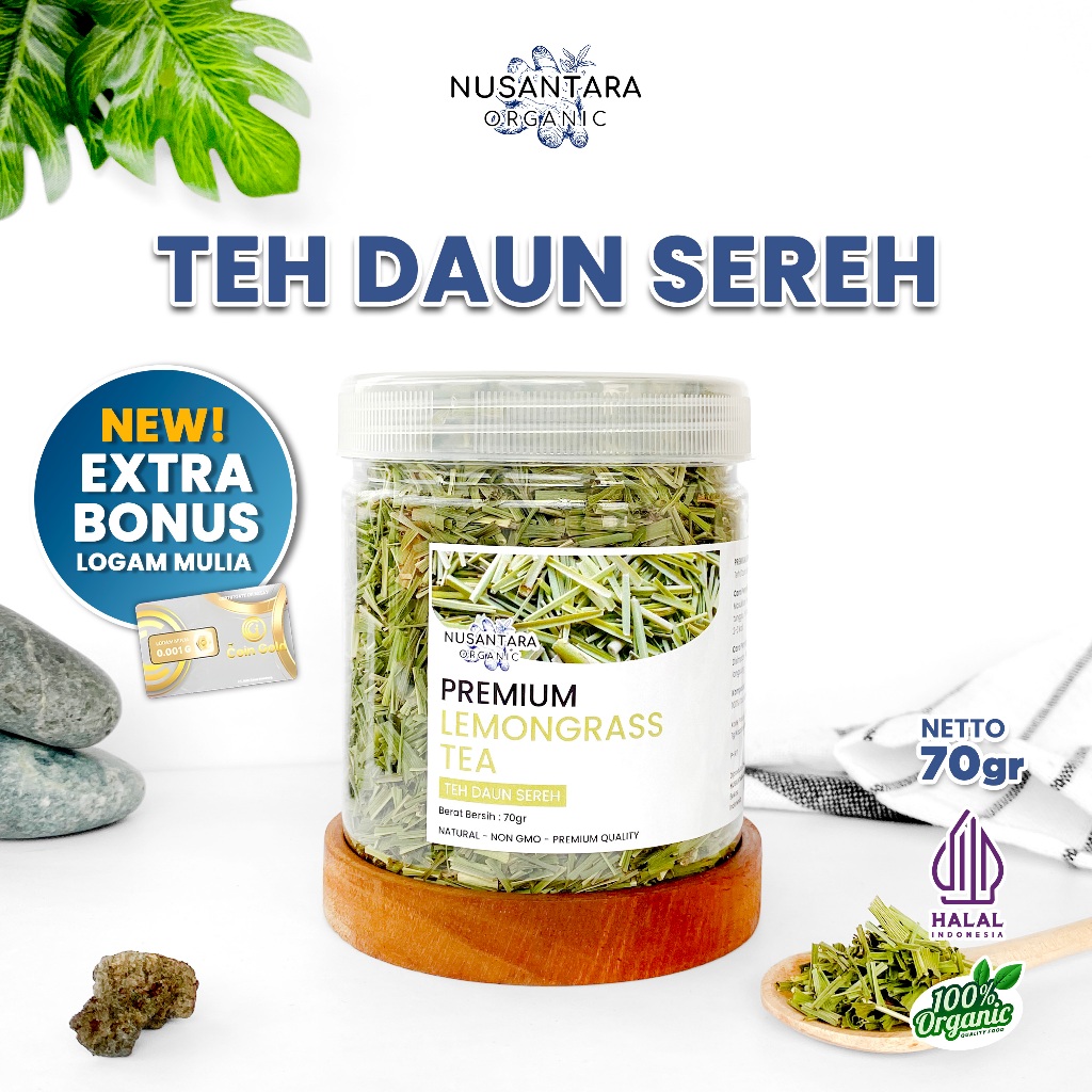 

Nusantara Organic Lemongrass Leaf Tea Herbal Alami Teh Daun Sereh Organik Siap Minum 70gr