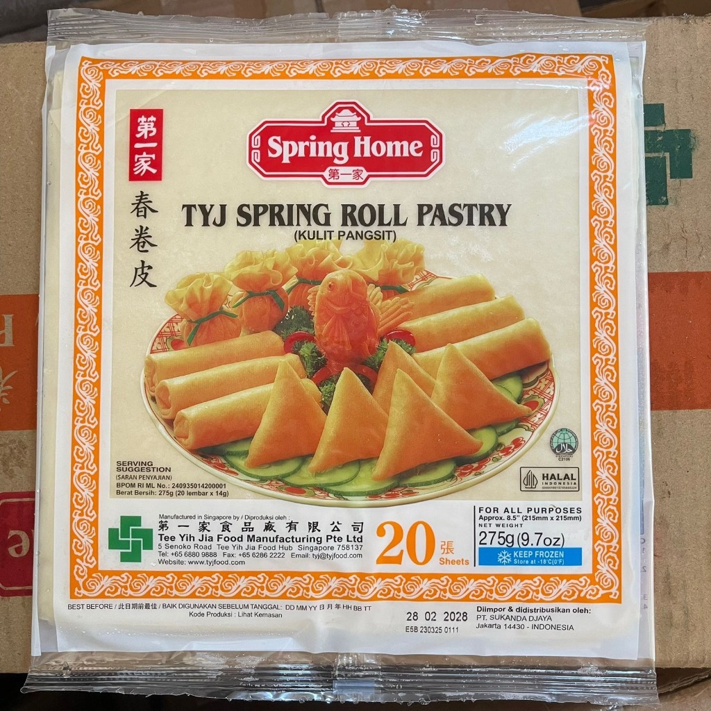 

TYJ Spring Roll Pasrty 8,5inch isi 20sheet (275gr) - Kulit Pangsit Lumpia / Spring Roll Skin - sameday/instant only