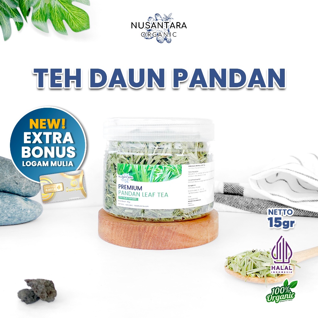 

Nusantara Organic Teh Daun Pandan Kering Leaf Tea Minuman Herbal Asli Siap Seduh Alami 15Gr