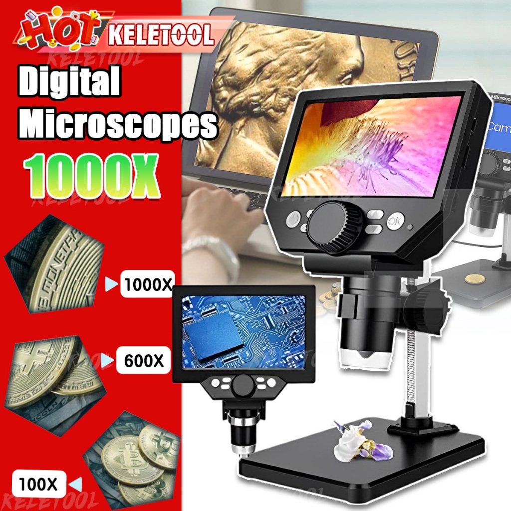 Microscope Digital 1000x Trinocular Mikroskop Trinikuler Mikroskop Digital Mechanic 10Mp Pembesaran 
