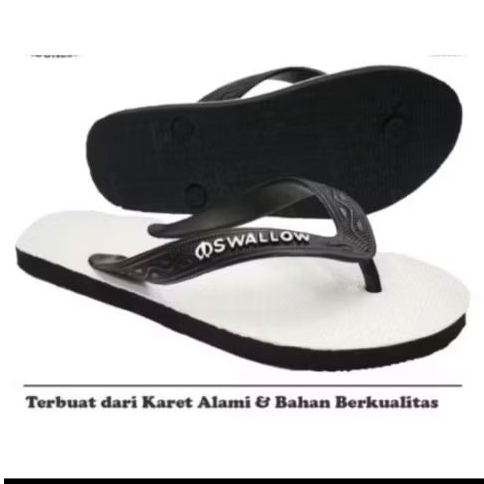 Sandal jepit Swallow (hitam putih)