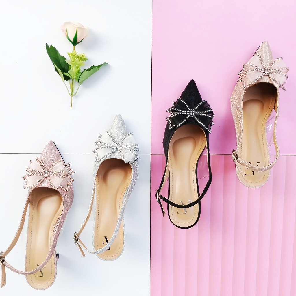 HEMIRA | Sepatu Sandal Pesta Wanita Dewasa Sepatu Pantopel Mika Variasi Pita Kualitas Tinggi Sandal 