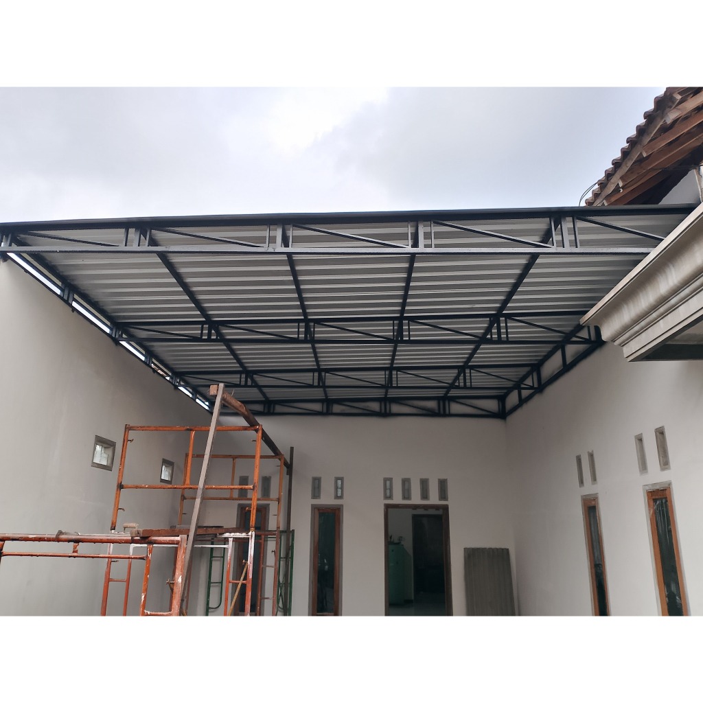 Kanopi rangka besi rooftop single layer surabaya