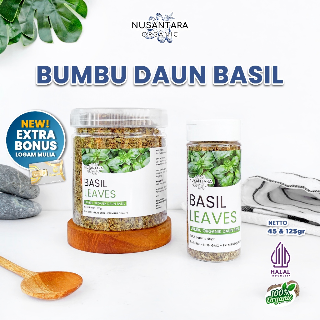 

Nusantara Organic Daun Basil Kering Dried Leaf Asli Bumbu Organik Praktis Masakan Rumah