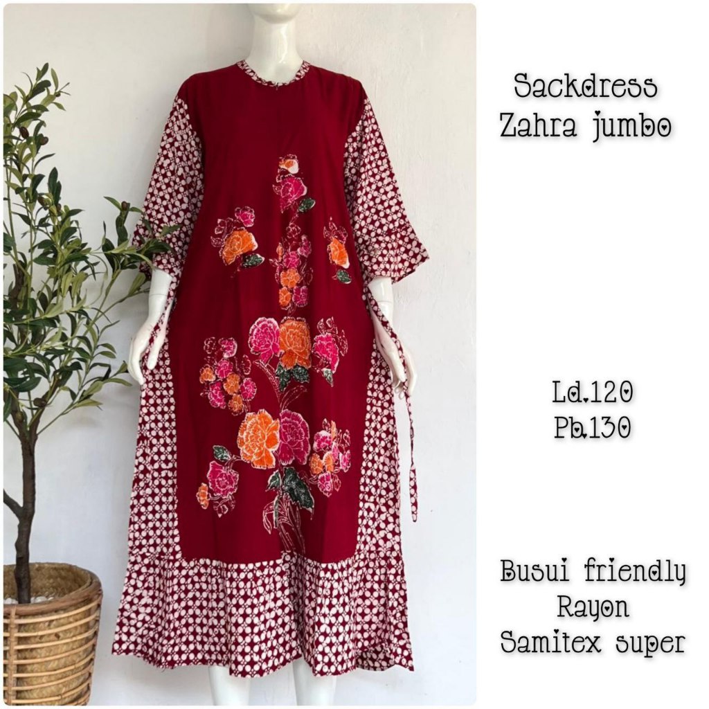 Sackdress Zahra Jumbo Bunga Batik Cap