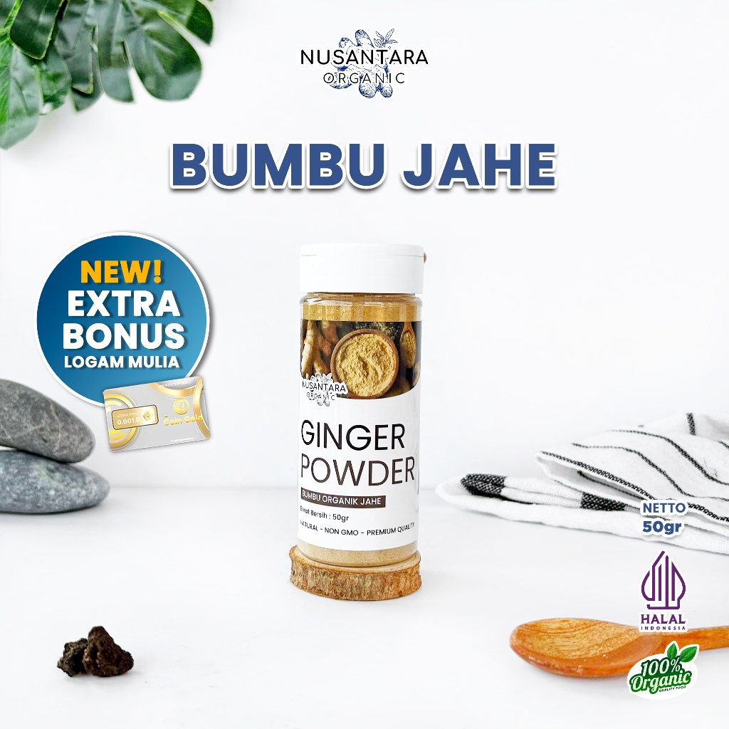 

Nusantara Organic Jahe Putih Bubuk Ginger Seasoning Powder Bumbu Dapur Organik Alami 50gr