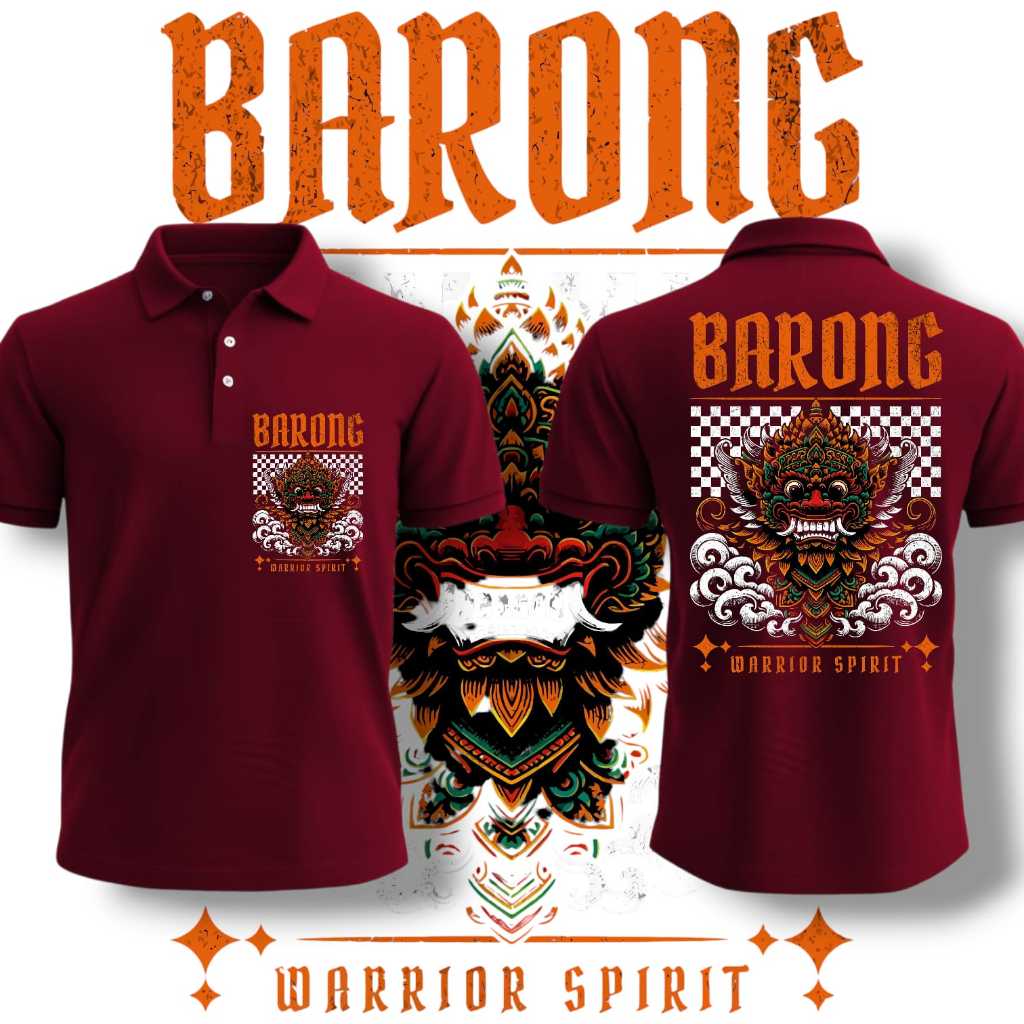 ALPHA - Kaos Distro pria dewasa trbaru BATIK BARONG BALI BAHAN Cotton 24s kancing