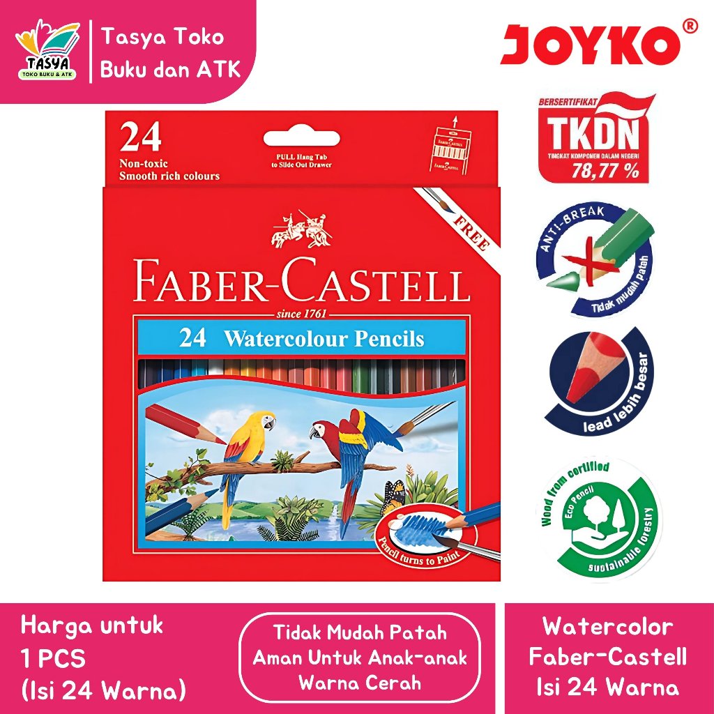 

(FABER CASTELL) Watercolor Pensil sekaligus Cat Air isi 24 Warna