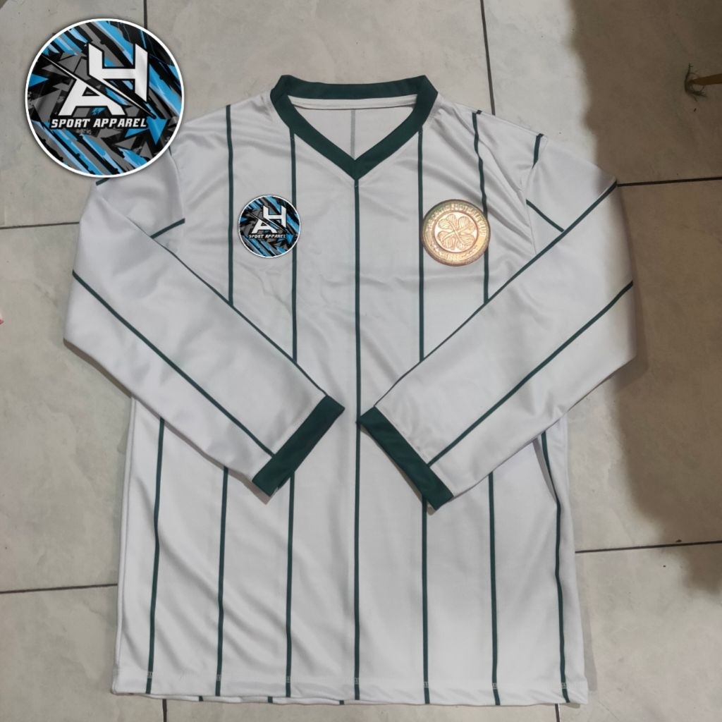 jersey vintage Celtic 84-86 lengan panjang jersey retro Celtic garis
