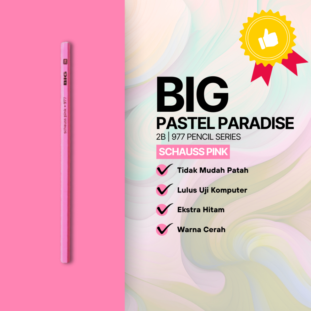 

Pensil Big Paradise 277 Series/Pensil Big Warna Pastel Schauss Pink/Warna Hitam/2B (1 Pcs)