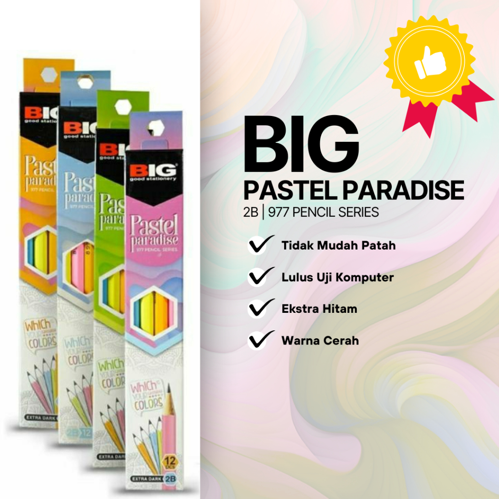 

Pensil Big Paradise 277 Series/Pensil Big Warna Pastel/Warna Hitam/2B (Warna Acak 1 Pack/12 Pcs)