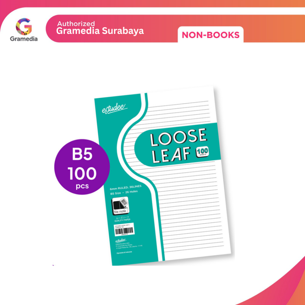 

Gramedia Surabaya NB - Estudee Loose Leaf J Garis B5 100