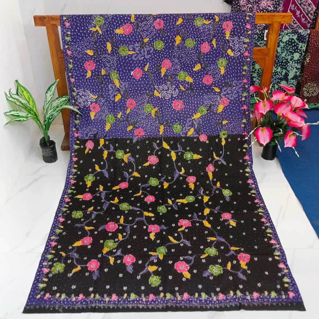 KAIN I BATIK TULIS LASEM, BATIK PAGI SORE, BATIK PANCAWARNA, BATIK MOTIF BUNGA RAMBAT, BATIK 100% FU