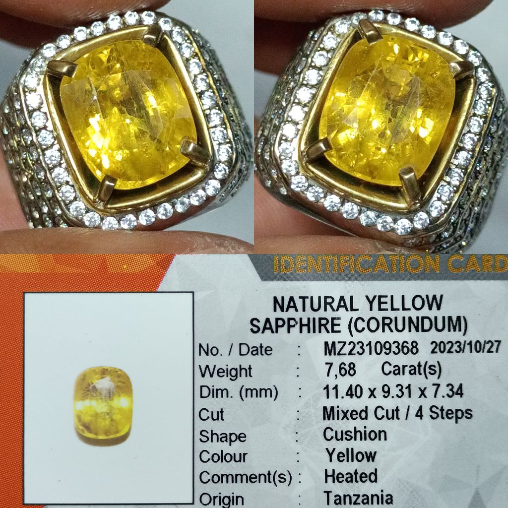 NATURAL YELLOW SAPPHIRE BIG SIZE HEATED MEMO KGL LAB