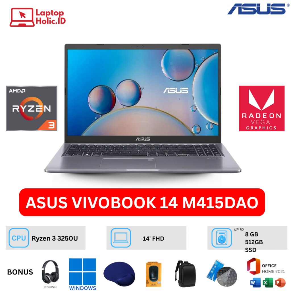 ASUS VIVOBOOK 14 M415DAO RYZEN 3 8GB/512GB SSD 14" FULL HD W11 OFFICE 2021