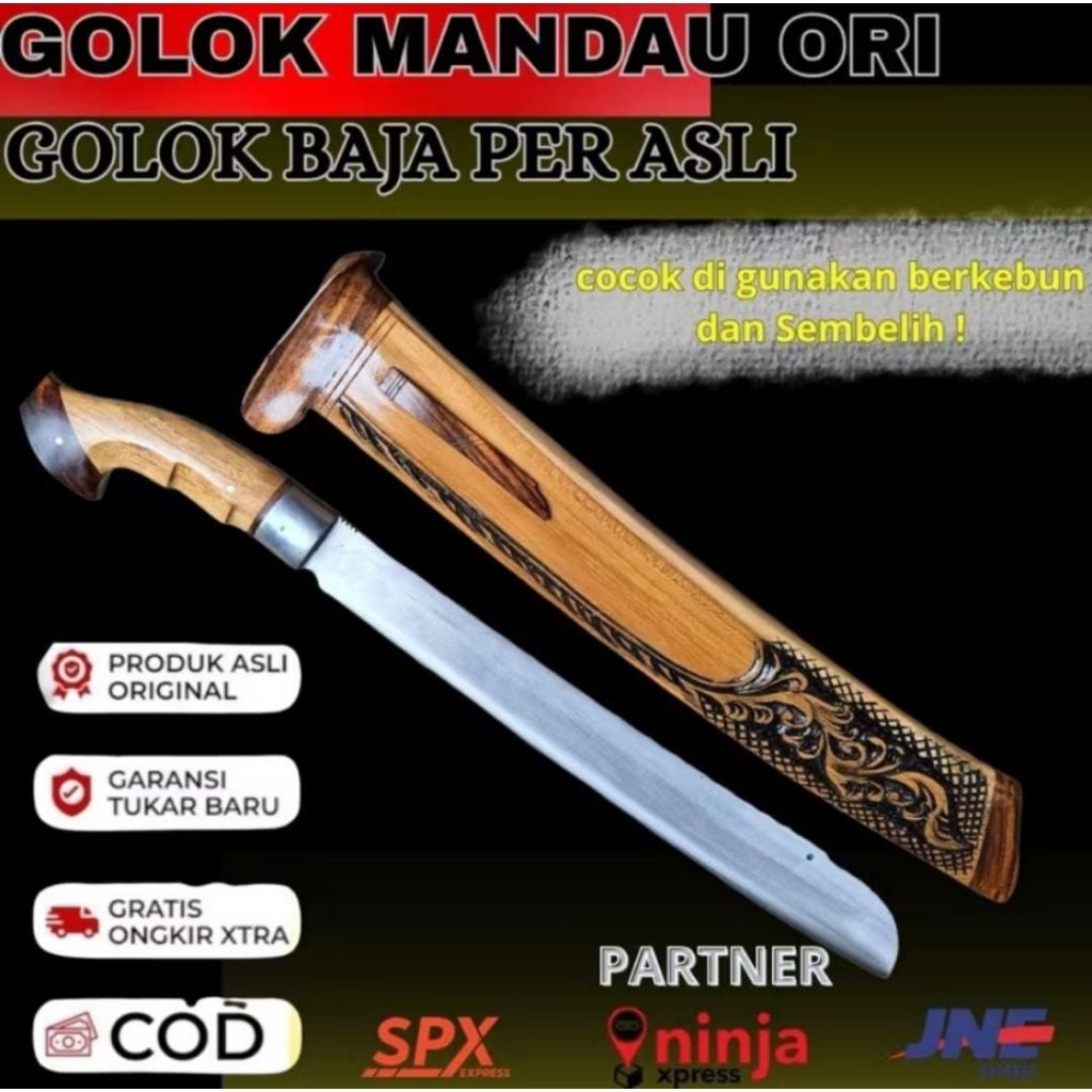 Golok Model Mandau Super Tajam [Bahan Besi Premium]