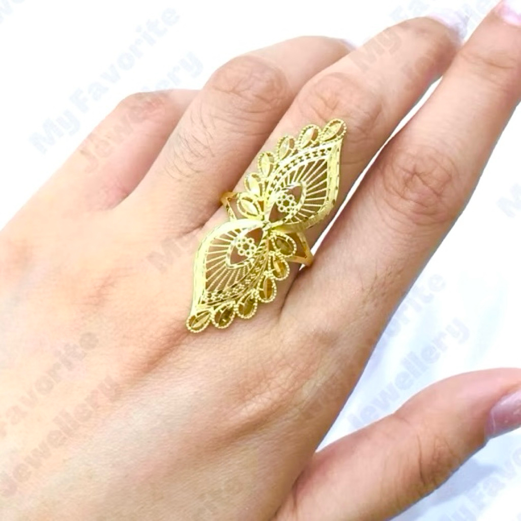 Cincin Kerawang Panjang Model Dubai Uk17 EMAS ASLI Kadar 700