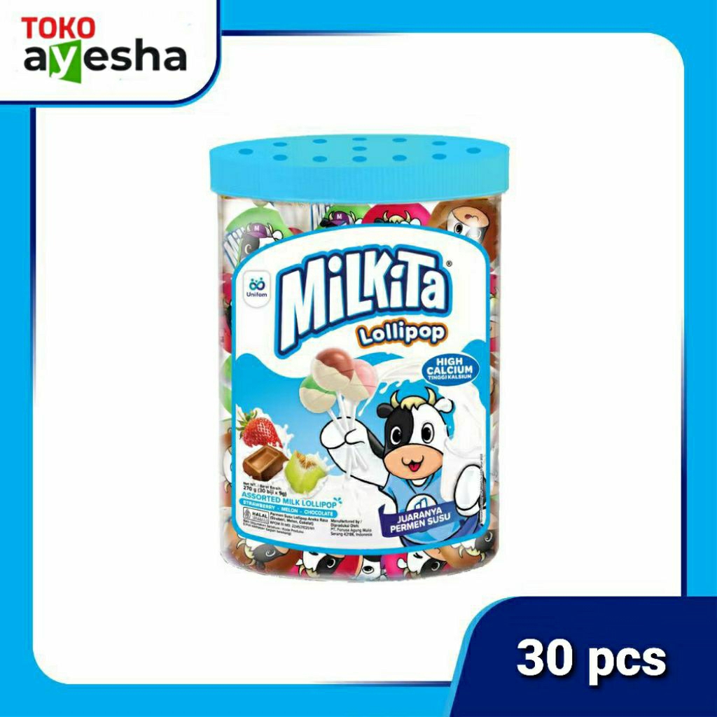 

Milkita Permen Susu Lolipop Jar Max - 1 Toples isi 30 pcs