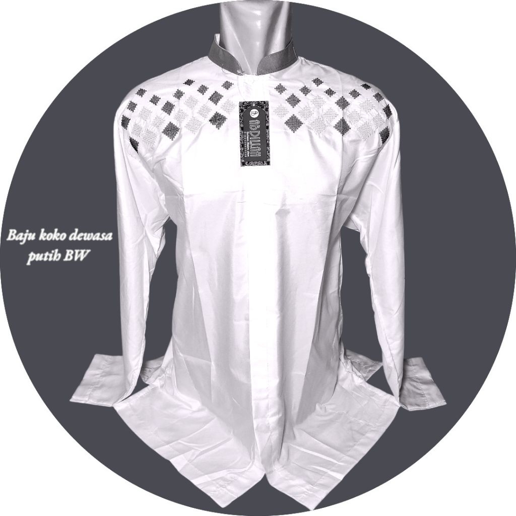 KOKO PUTIH DEWASA PANJANG BORDIR/  KOKO ABDILLAH/ KOKO MILENIAL PUTIH BW