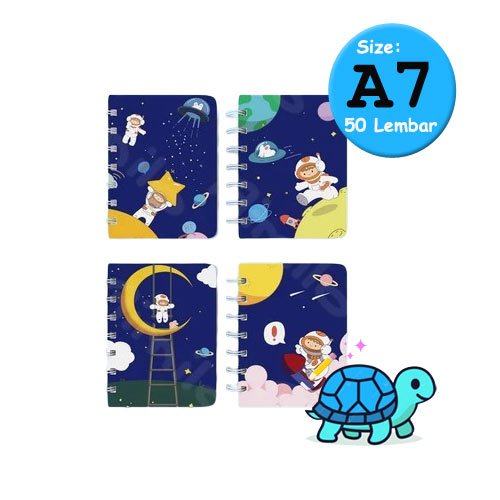 

Aimilo Notebook A7 Spiral Aesthetic 50 Lembar – Motif Astronot Lucu / Buku Catatan Mini