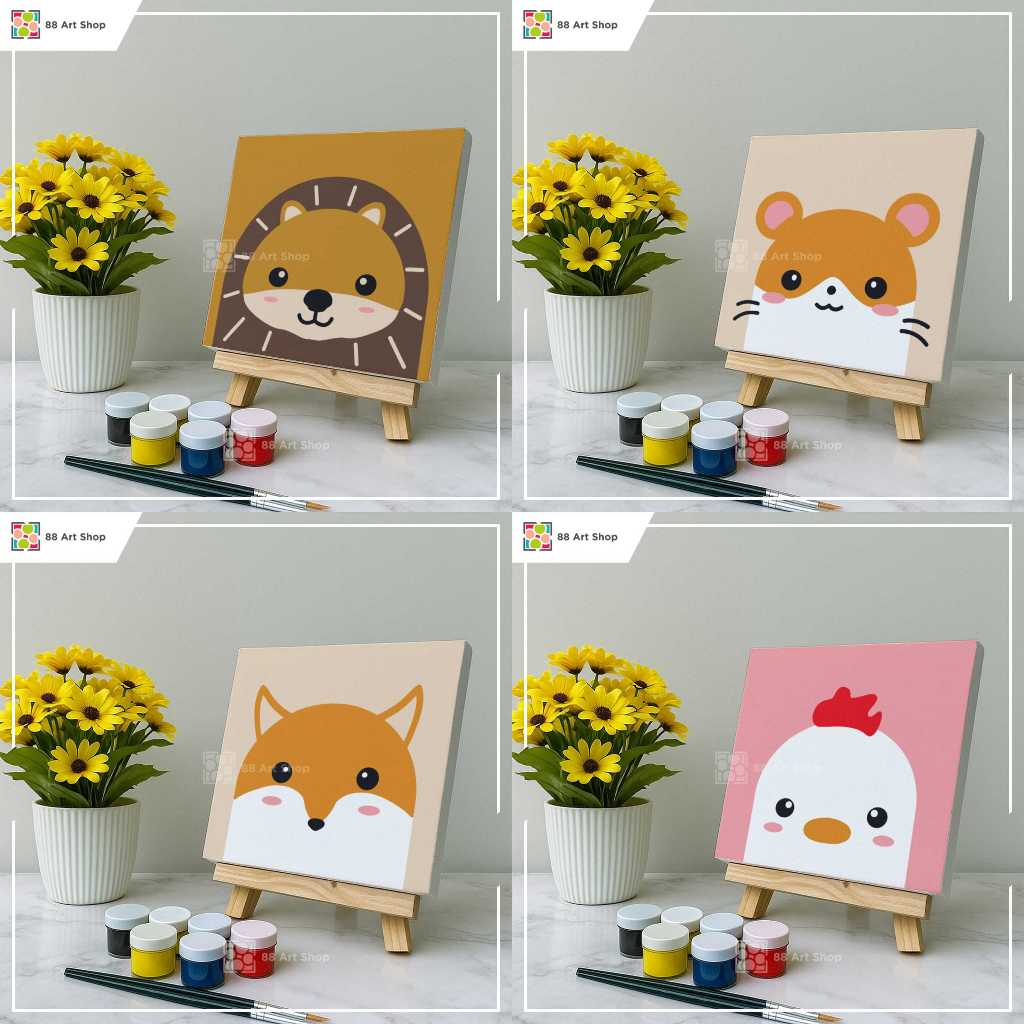 

88 Art - 20x20 DIY Paint By Numbers Anak Paket Melukis Anak Painting Kit Paint By Numbers Animals DIY Painting By Numbers Hewan AN 2