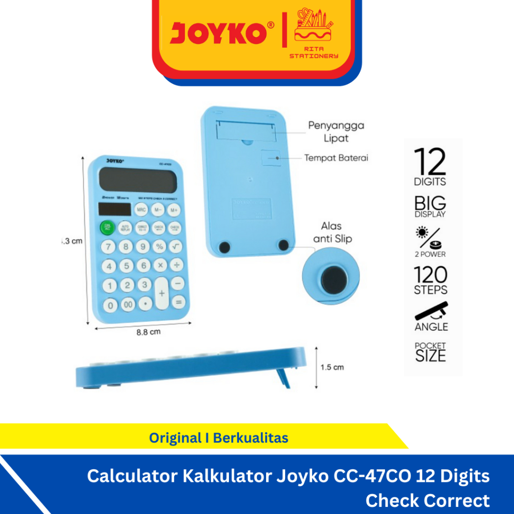 

Calculator Kalkulator Joyko CC-47CO 12 Digits Check Correct