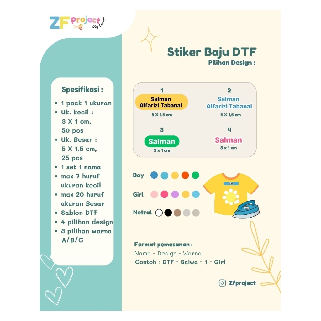 

Stiker Baju DTF