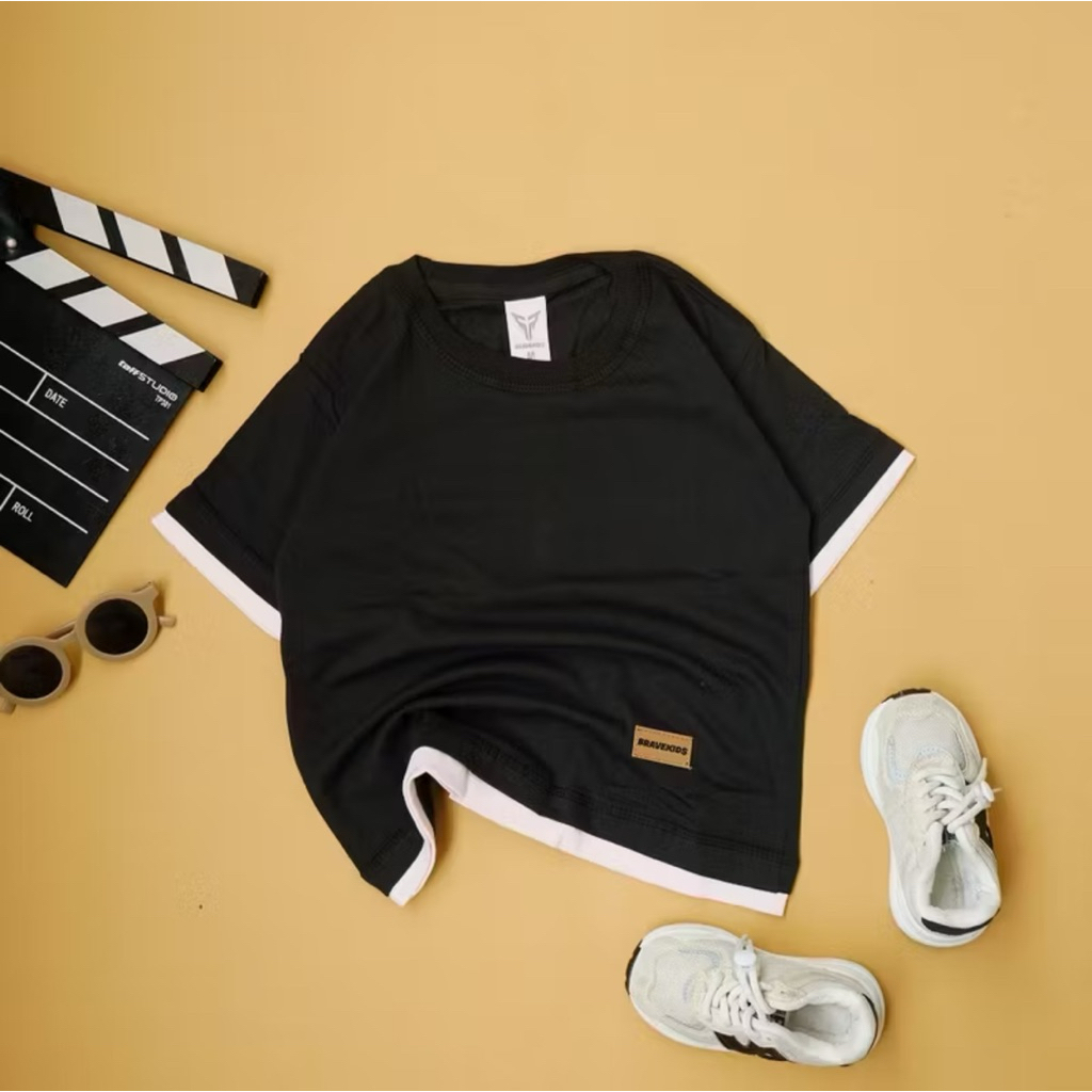 BRAVEKIDS - KAOS POLOS V2 TWO LAYER COTTON COMBED 24S FASHION COD