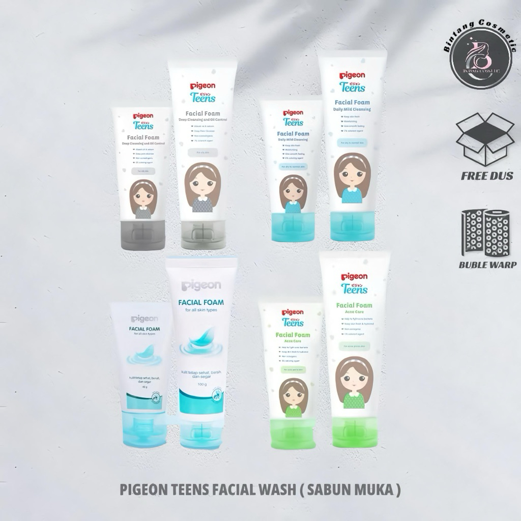Pigeon Teens Facial Foam 40 ml & 100 ml , Sabun Muka Pigeon Aman dipakai anak anak , sabun muka pige
