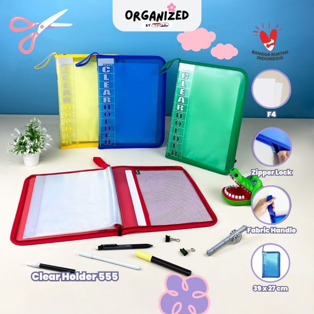 

Topla clear holder 555 map dokumen resleting file folder berkas kantoran dan sekolahan ukuran F4
