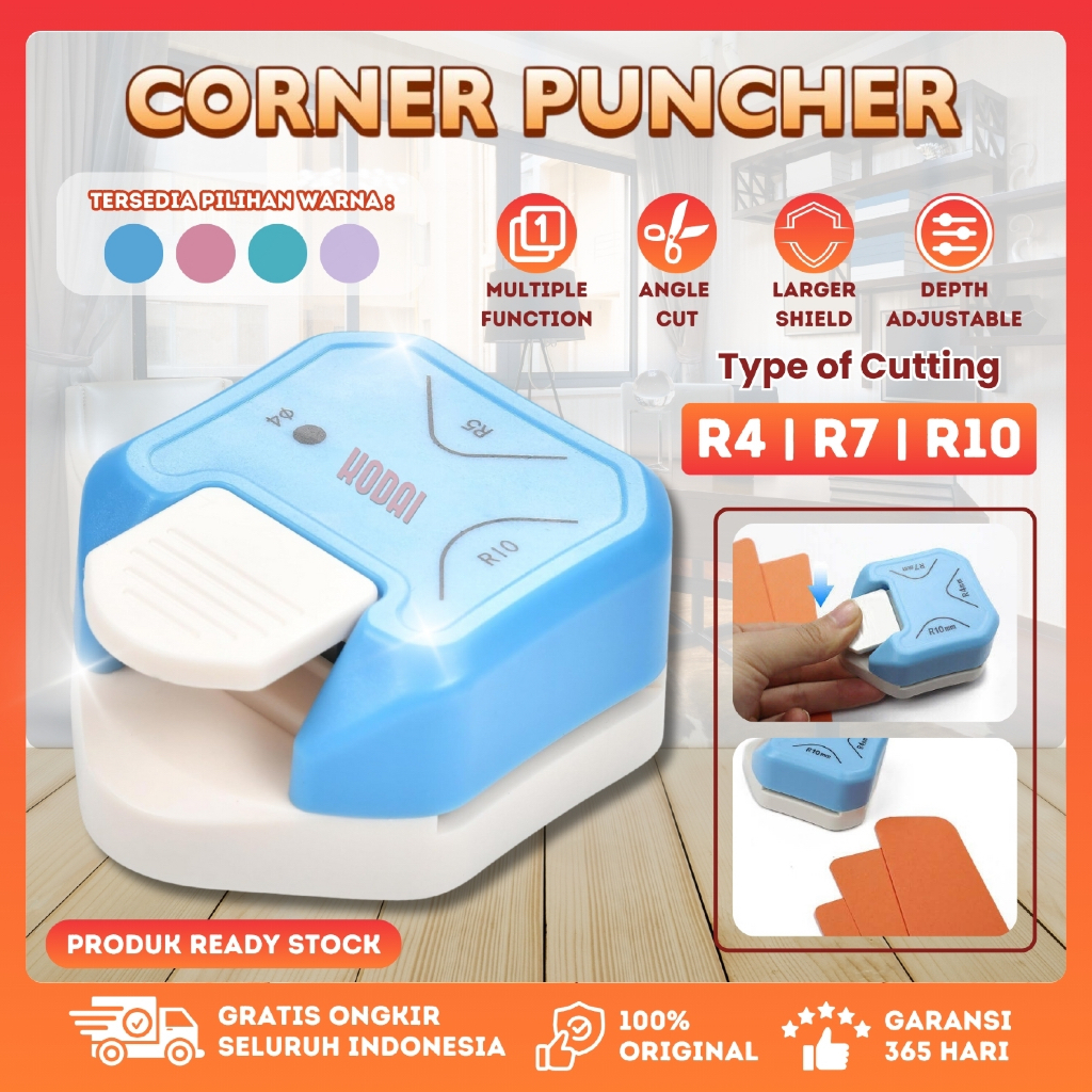 

KODAI 3 in 1 Pemotong Sudut Kertas Plastik Round Corner Cutter Puncher Pembolong Siku
