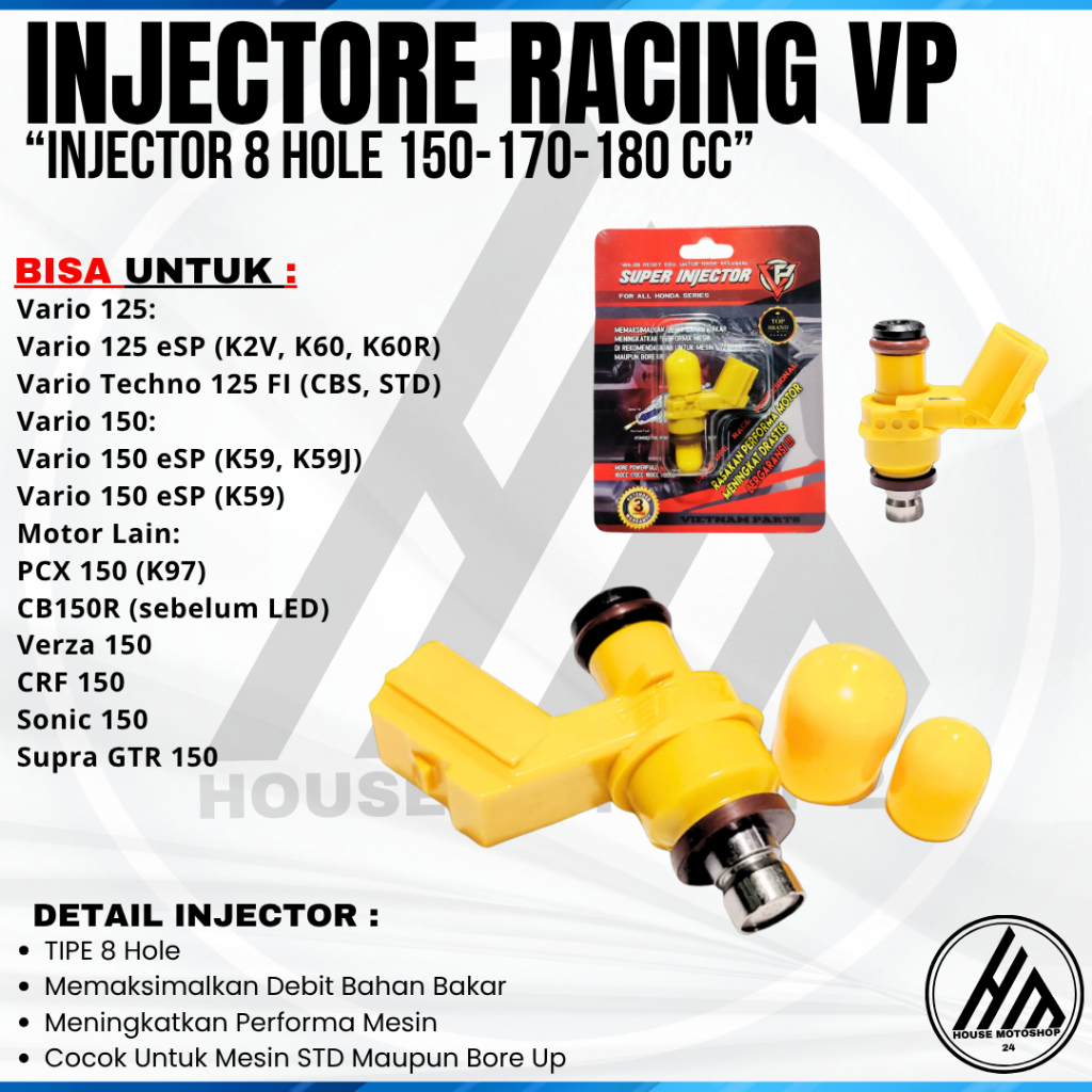INJECTOR VIETNAM PARTS 8 HOLE INJECTOR RACING 180C VARIO BEAT SCOOPY SUPRA125 SENSOR TPS RACING