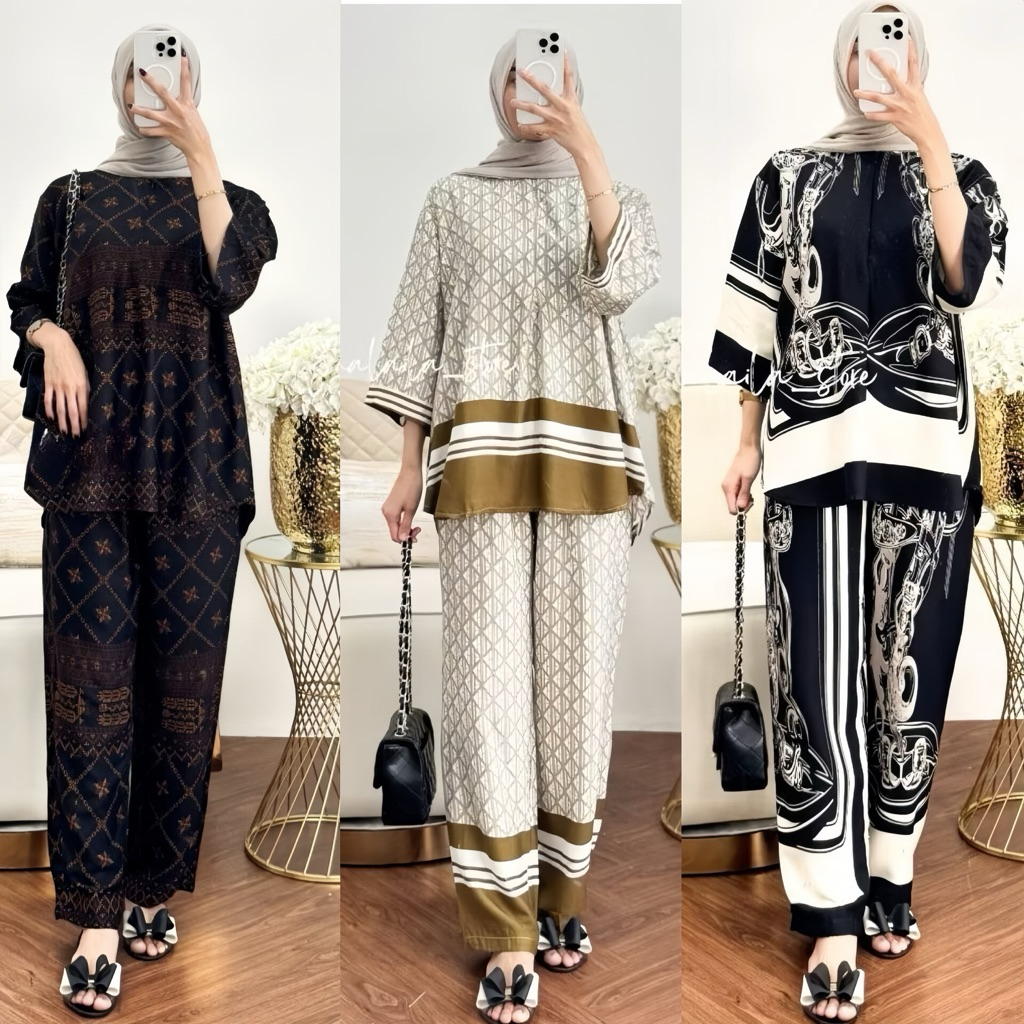 Lala Set Rayon Premium Viscose - Set Piyama Rayon Viscose Premium Kekinian- One set Premium - BATIK.