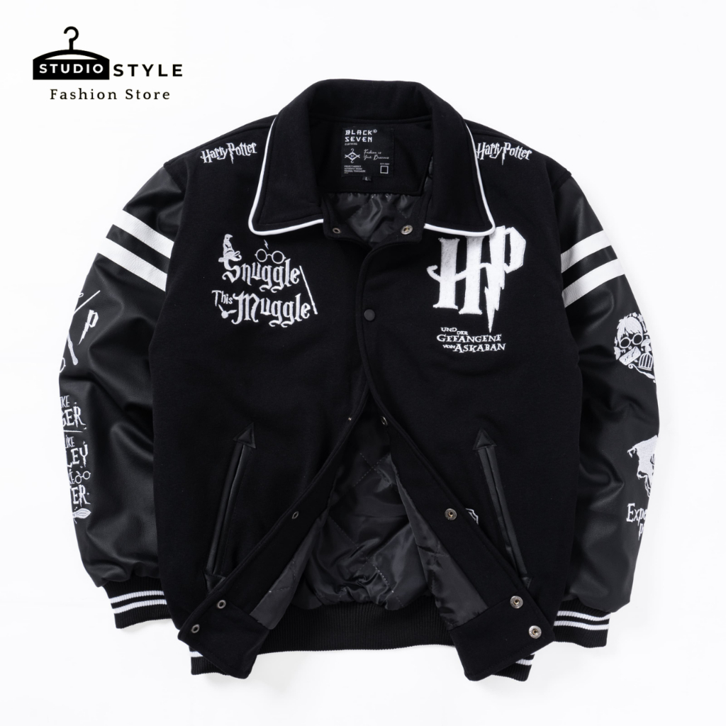 Jaket Varsity Hogwarts Black Original - Harry Potter Jaket Baseball Unisex (M)