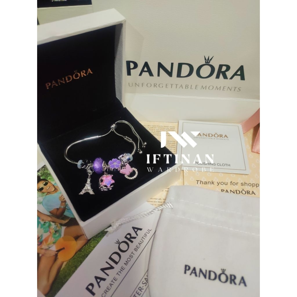 New Gelang Perak Pandodor Serut Eiffel Ungu, Free Box Paper Bag Exclusive