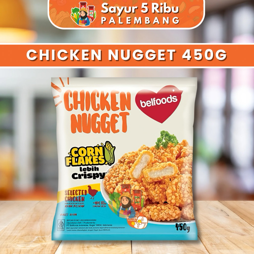 

Belfoods Chicken Nugget Corn Flakes 450g - Naget Ayam Halal - Sayur Segar Murah Serba 5 Ribu Palembang Sumsel
