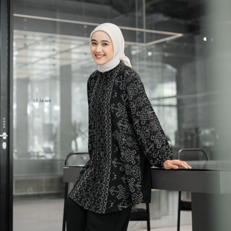 Setelan One Set Wanita Kekinian Outfit Kondangan Etnik Nara