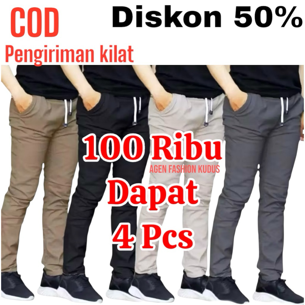 (PROMO 4 PCS )CELANA PANJANG CHINOS/CELANA CHINOS PANJANG/CELANA PANJANG PRIA DEWASA/CELANA PANJANG 