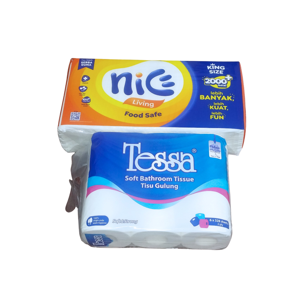 Tissue Nice Living 2000 Sheets/1000gr dan Tessa Tissue Toilet 328 sheets x 6 rolls