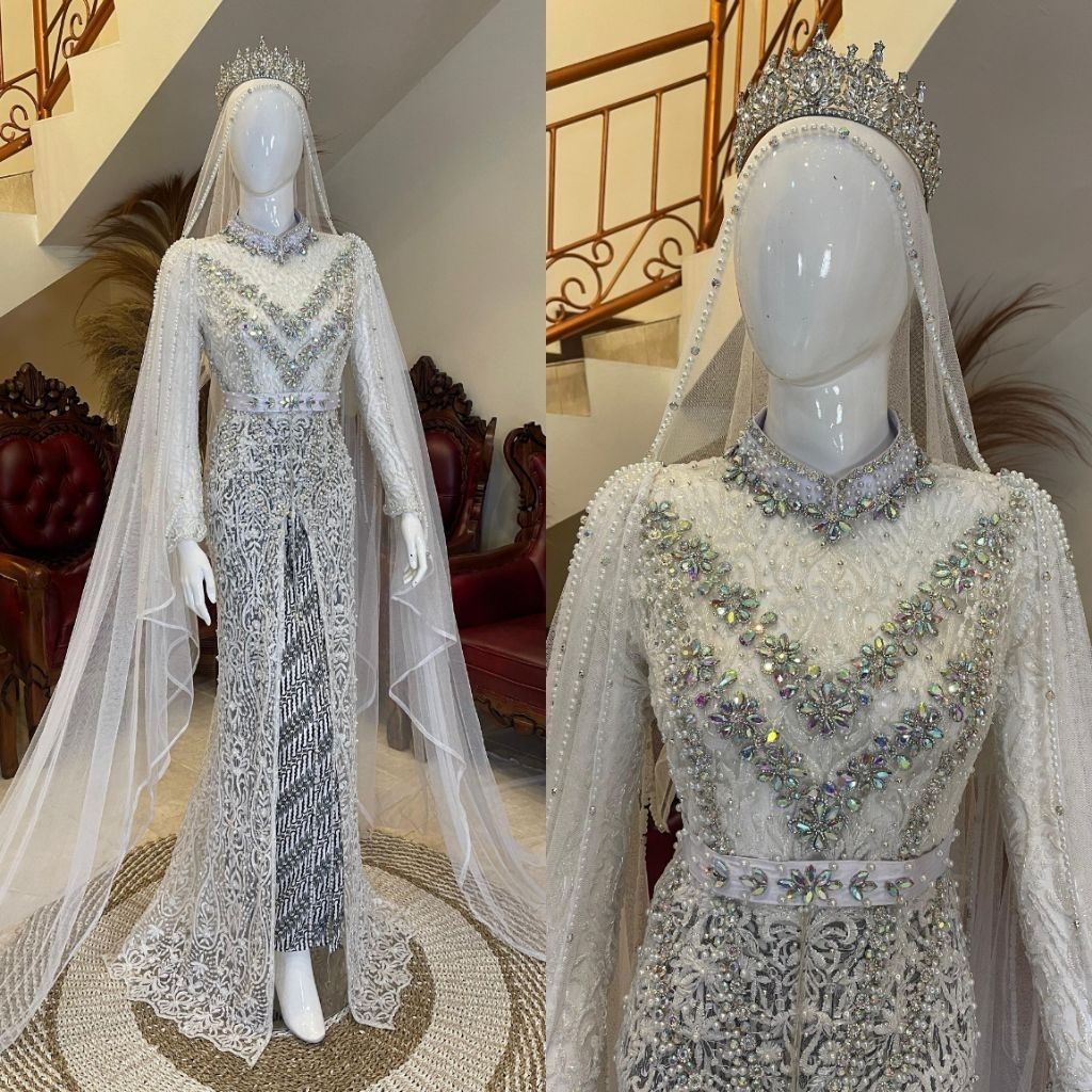 Kebaya pengantin akad | kebaya akad pengantin | kebaya akad nikah | kebaya akad kutubaru full payet 