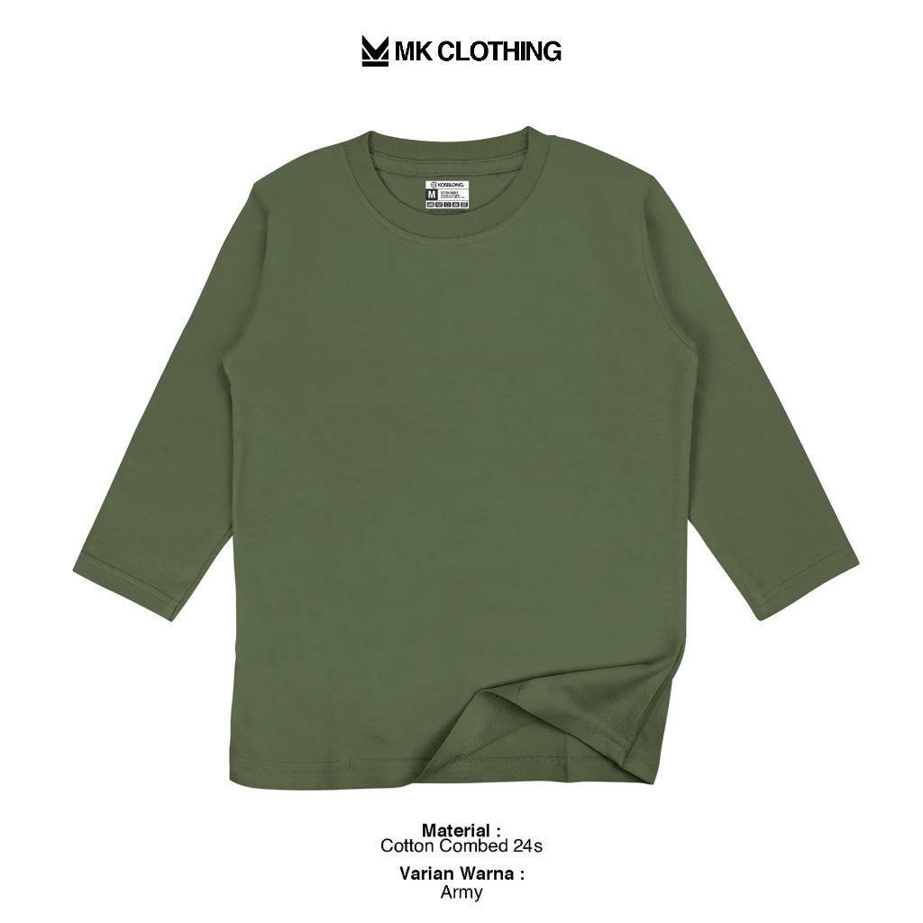 Kaos Polos 24s Anak laki-laki dan Perempuan Unisex Lengan Panjang - Army
