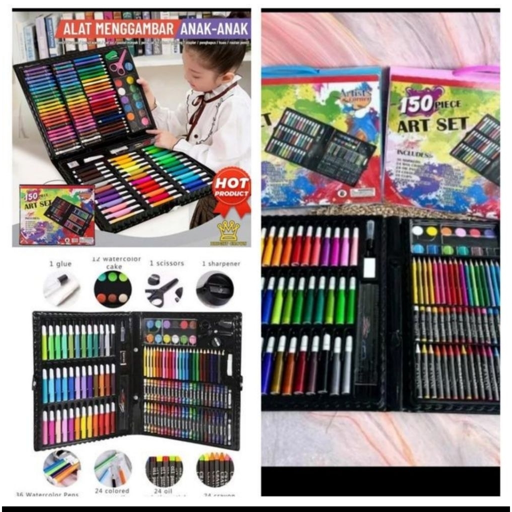 

Kado Anak Krayon Set isi 150/Crayon Set Mix 150/Alat Mewarnai Lengkap/Art Set/Paket Lengkap Alat Menggambar dan Mewarnai/Alat Menggambar Anak-Anak Lengkap/Kado Ultah Anak