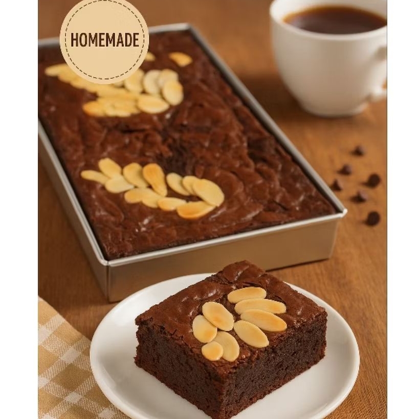 

fudgy brownies/brownies premium toping almond 10cmx20cm